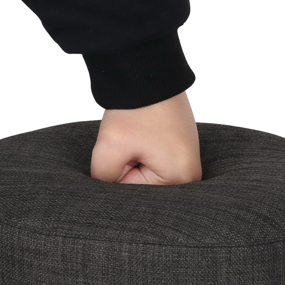Artiss Pine Wood Round Ottoman Foot Stool - Charcoal
