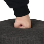 Artiss Pine Wood Round Ottoman Foot Stool - Charcoal