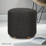 Artiss Pine Wood Round Ottoman Foot Stool - Charcoal