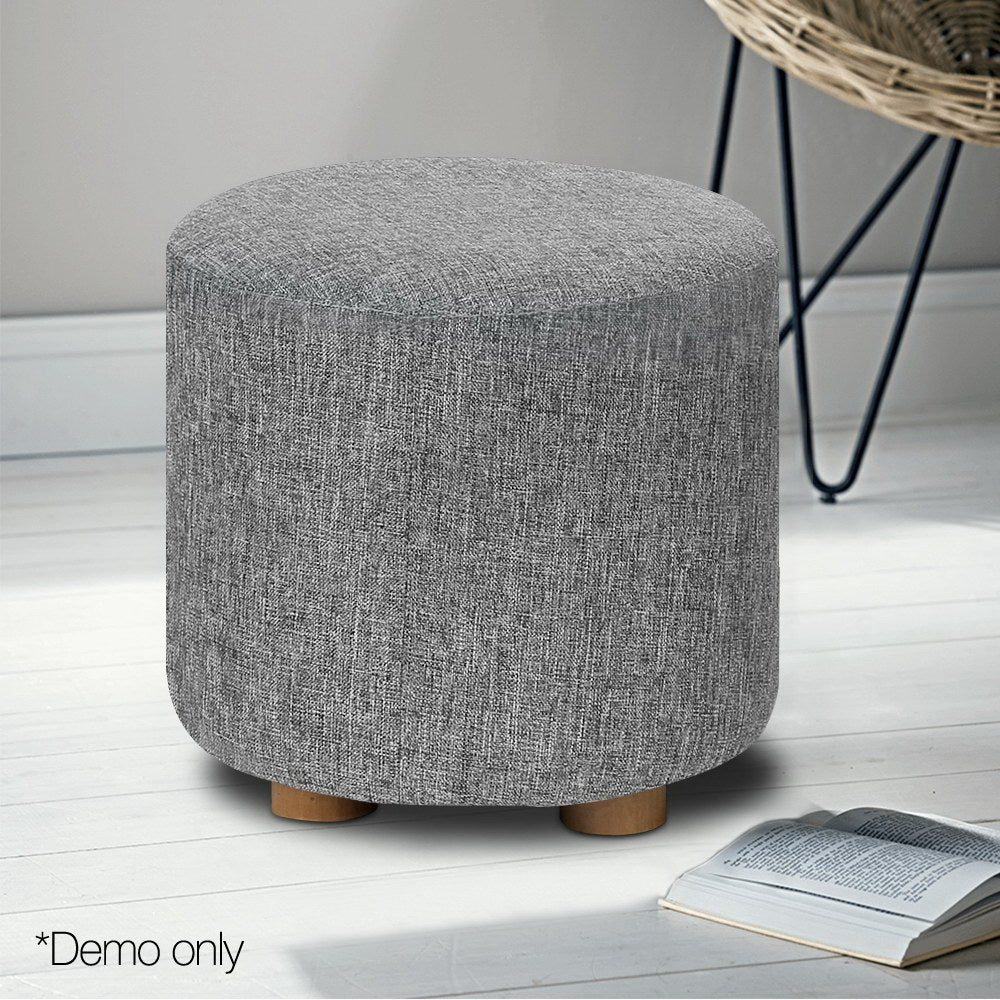 Artiss Fabric Round Ottoman - Grey