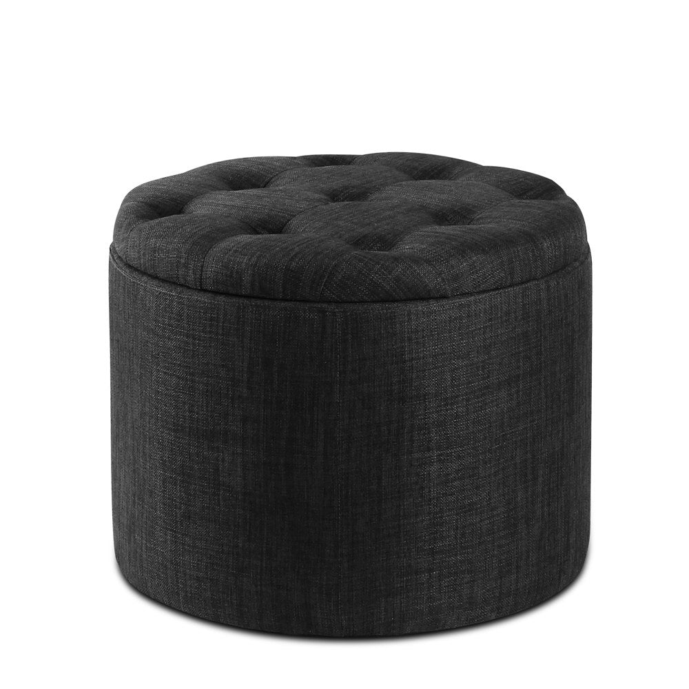 Artiss Storage Ottoman Footstool Foot Rest Stool Fabric Charcoal