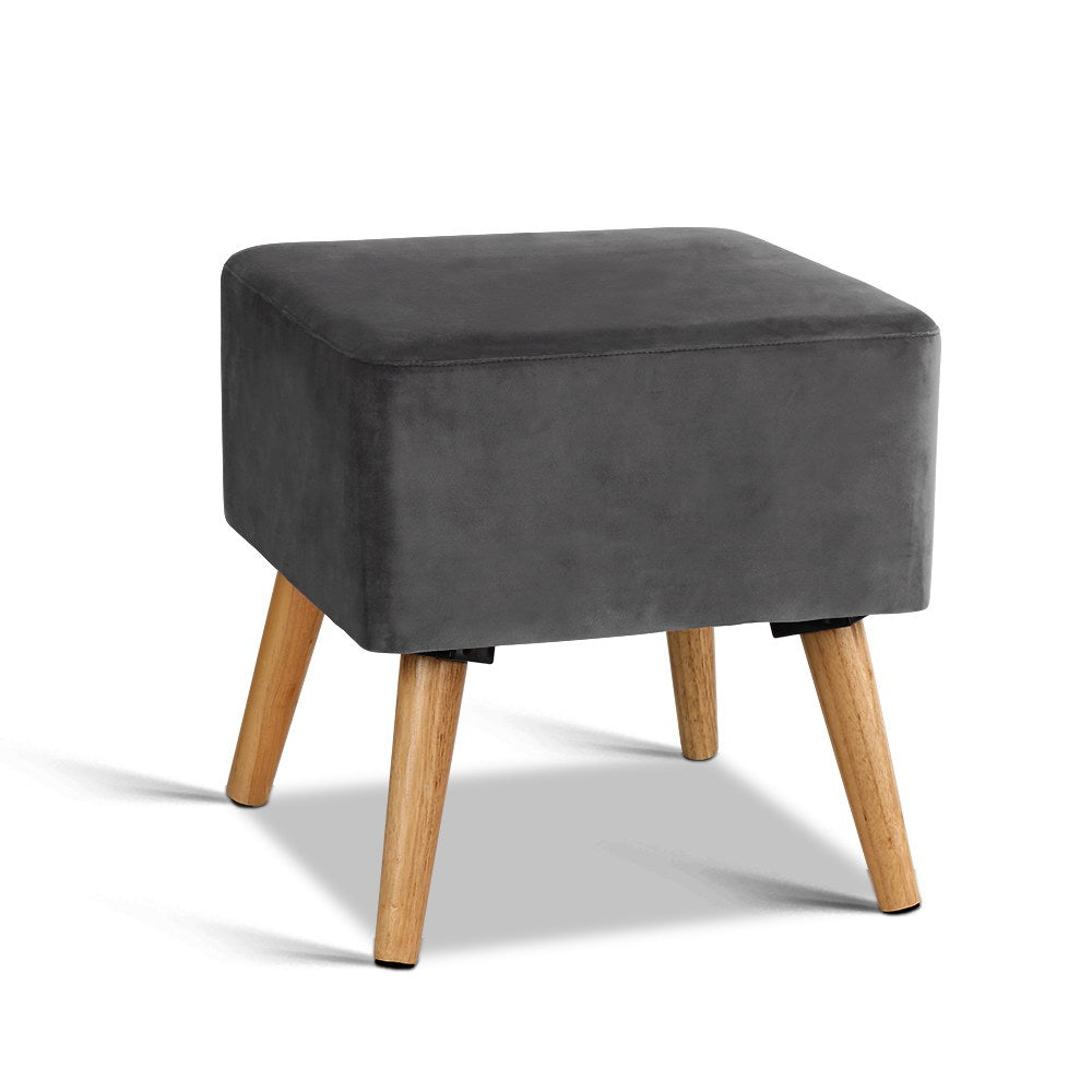 Artiss Velvet Footstool- Dark Grey