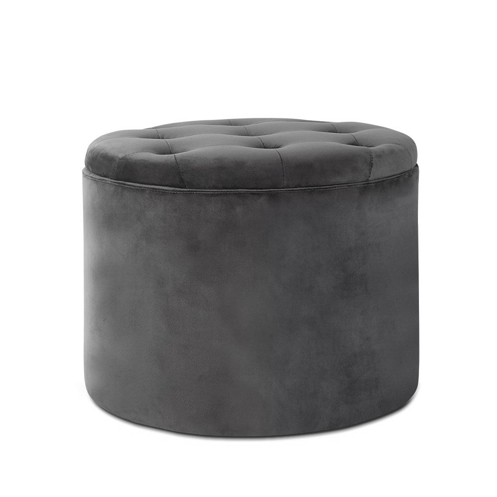 Artiss Velvet Storage Ottoman - Dark Grey