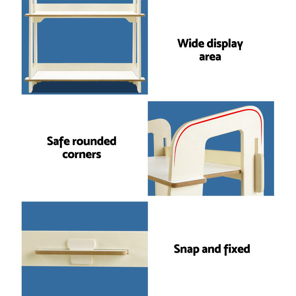 Artiss Kids Bookshelf Children Ladder Shelf Toy Display 3 Tier