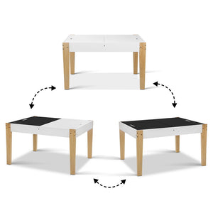 Artiss Kids Table and Chair Storage Desk - White & Natural