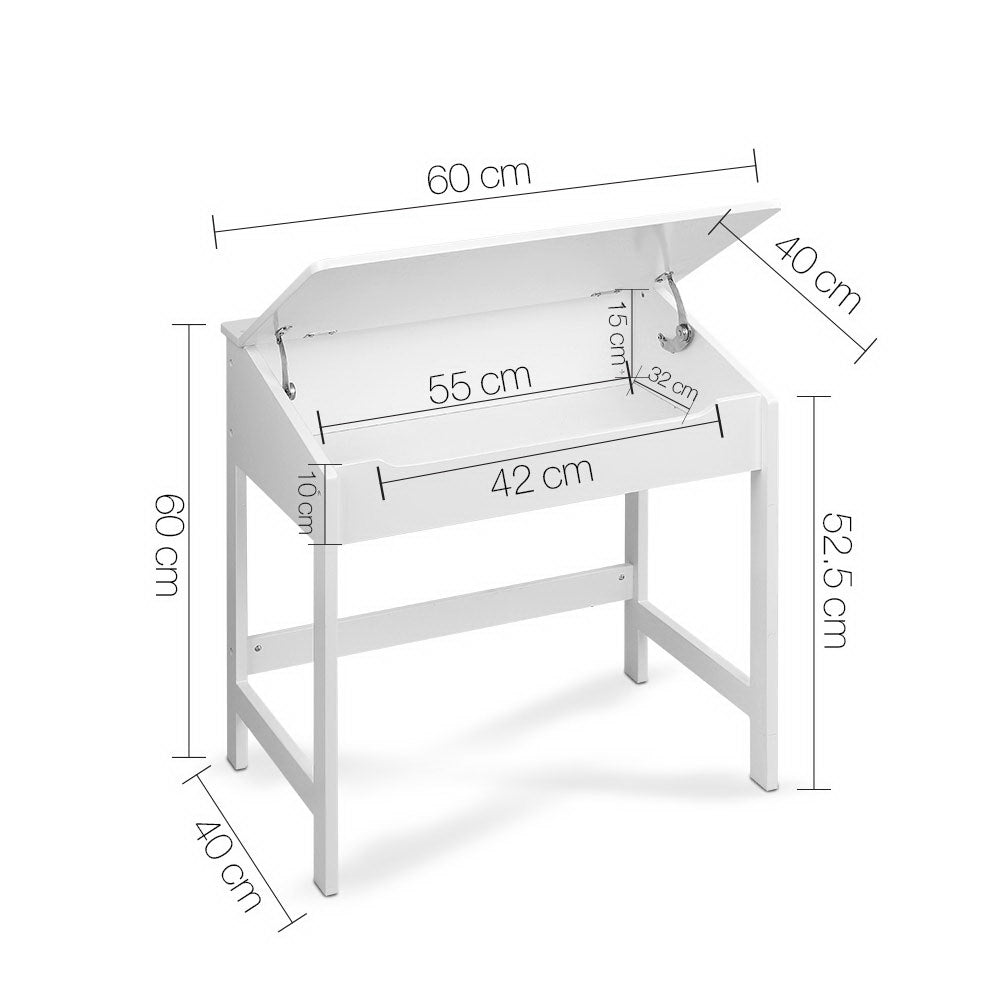 Artiss Kids Lift-Top Desk and Stool - White