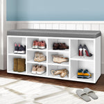 Artiss Fabric Shoe Bench with Storage Cubes - White