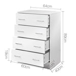 Artiss Tallboy 4 Drawers Storage Cabinet - White