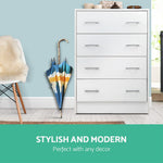 Artiss Tallboy 4 Drawers Storage Cabinet - White
