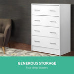 Artiss Tallboy 4 Drawers Storage Cabinet - White