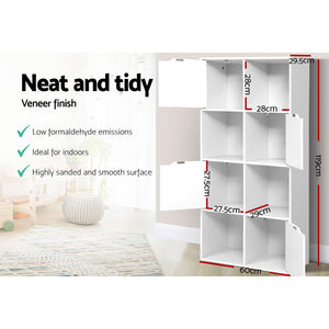 Artiss Display Shelf 8 Cube Storage 4 Door Cabinet Organiser Bookshelf Unit White
