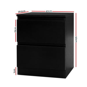 Artiss Bedside Tables Drawers Side Table Bedroom Furniture Nightstand Black Lamp