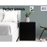 Artiss Bedside Tables Drawers Side Table Bedroom Furniture Nightstand Black Lamp