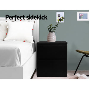 Artiss Bedside Tables Drawers Side Table Bedroom Furniture Nightstand Black Lamp