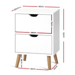Artiss Bedside Tables Drawers Side Table Nightstand White Storage Cabinet Wood