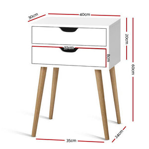 Artiss Bedside Tables Drawers Side Table Nightstand Wood Storage Cabinet White