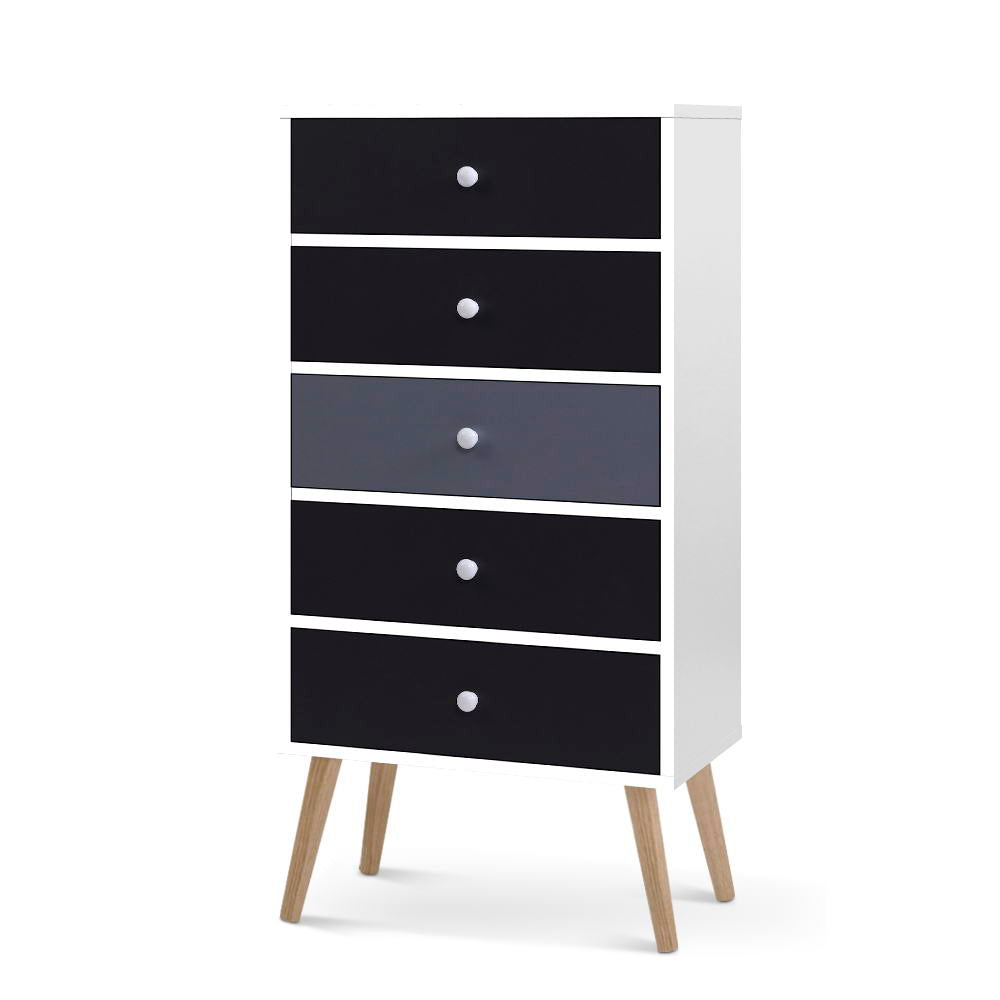 Artiss 5 Chest of Drawers Dresser Table Tallboy Storage Cabinet Furniture Black