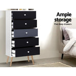 Artiss 5 Chest of Drawers Dresser Table Tallboy Storage Cabinet Furniture Black
