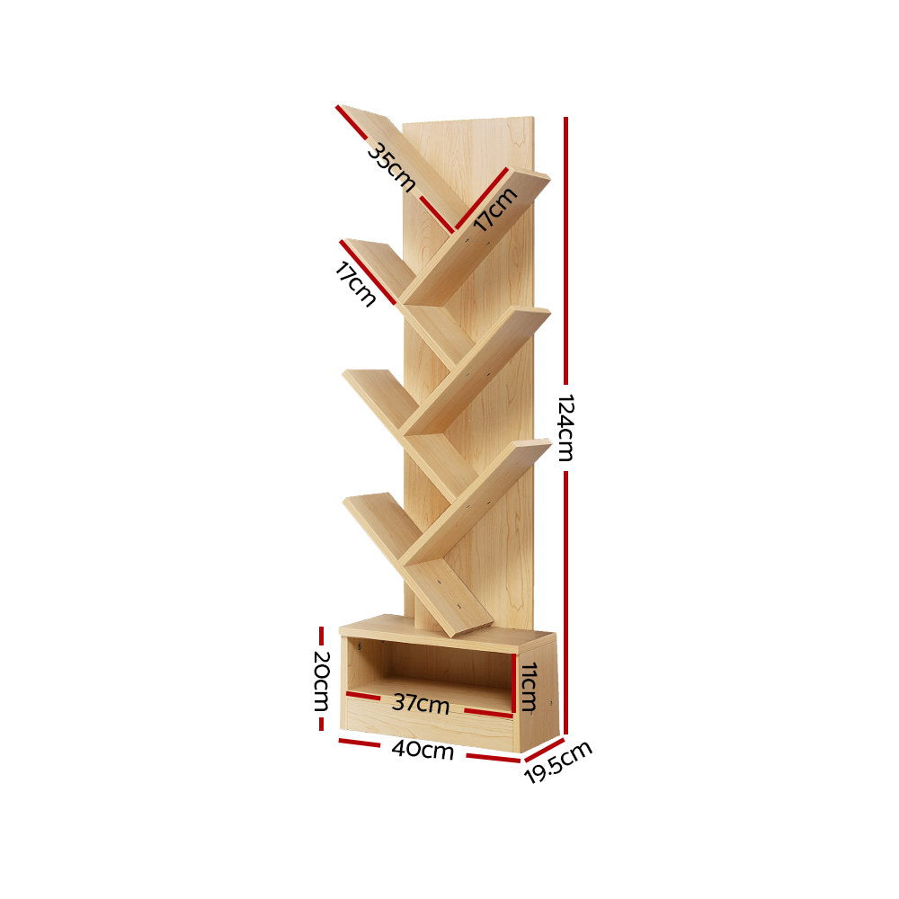 Artiss Display Shelf 7-Shelf Tree Bookshelf Book Storage Rack Bookcase Natural