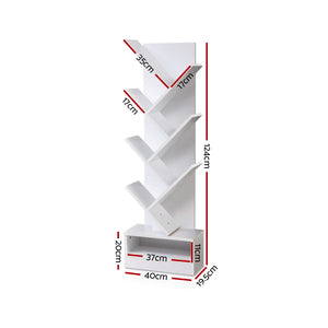 Artiss Display Shelf 7-Shelf Tree Bookshelf Book Storage Rack Bookcase White