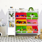 Keezi 8 Bins Kids Toy Box Storage Organiser Display Bookshelf Drawer Cabinet