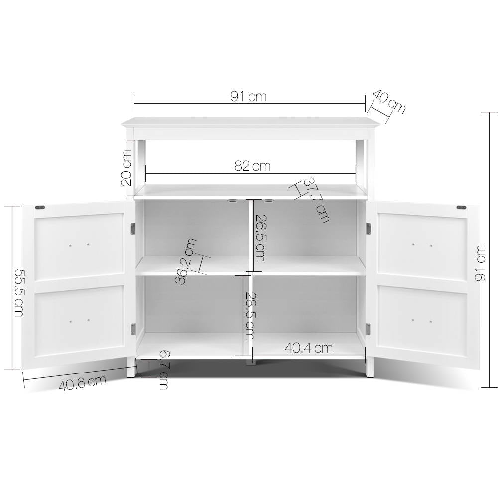 Artiss Kitchen Storage Buffet with Shelves - White