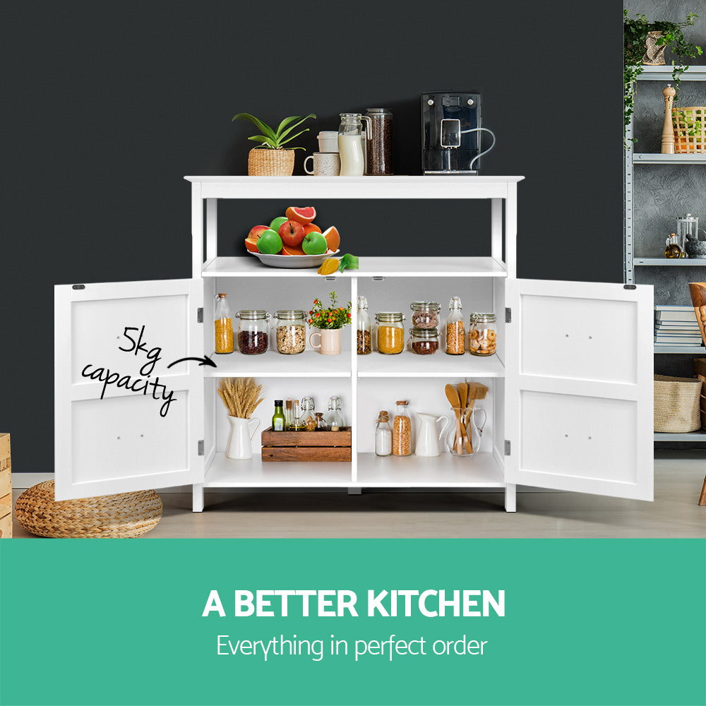 Artiss Kitchen Storage Buffet with Shelves - White