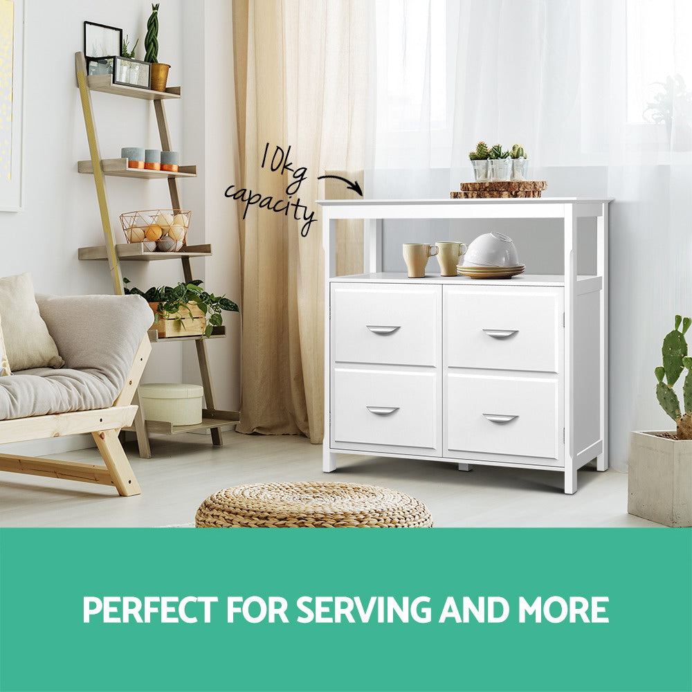 Artiss Kitchen Storage Buffet with Shelves - White