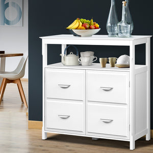 Artiss Kitchen Storage Buffet with Shelves - White