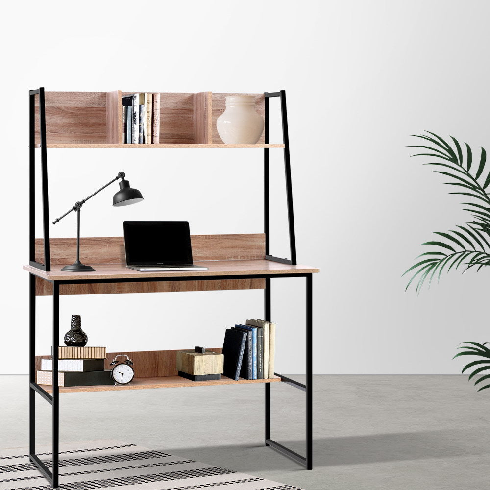 Artiss Office Computer Desk Study Table Workstation Bookshelf Storage Oak