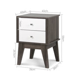 Artiss Bedside Table with Drawers - White & Dark Grey 