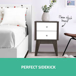 Artiss Bedside Table with Drawers - White & Dark Grey 
