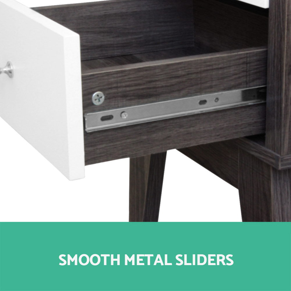 Artiss Bedside Table with Drawers - White & Dark Grey 