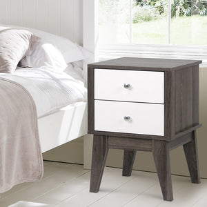 Artiss Bedside Table with Drawers - White & Dark Grey 