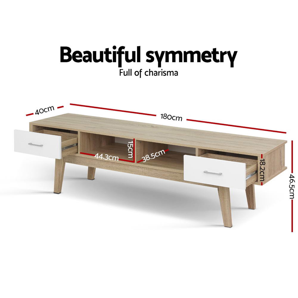 Artiss TV Stand Entertainment Unit Cabinet Storage Scandinavian 180cm Oak