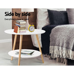 Artiss 2 Tier Side Table - White