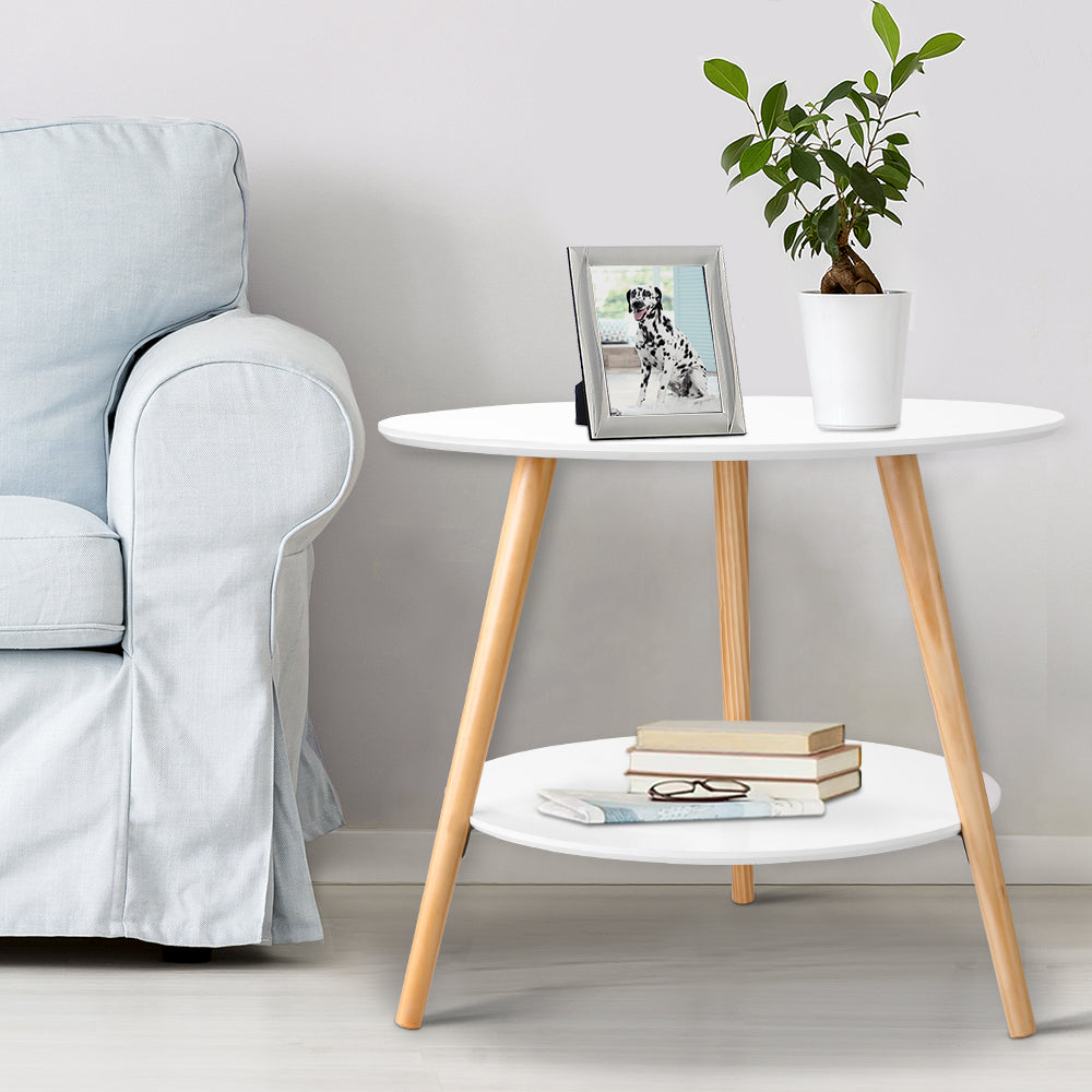 Artiss 2 Tier Side Table - White