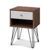 Artiss Bedside Table with Drawer - Grey & Walnut