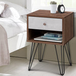 Artiss Bedside Table with Drawer - Grey & Walnut