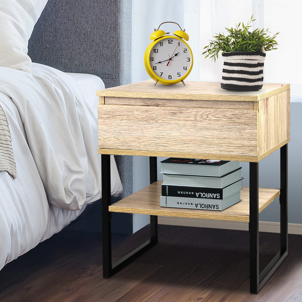 Artiss Chest Style Metal Bedside Table