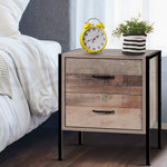 Artiss Bedside Table Drawers Nightstand Metal Oak