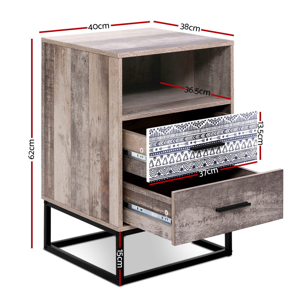 Artiss Bedside Tables Drawers Side Table Wood Nightstand Storage Cabinet Unit