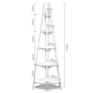 Artiss 5 Tier Corner Ladder Bookshelf - White