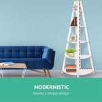 Artiss 5 Tier Corner Ladder Bookshelf - White