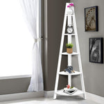 Artiss 5 Tier Corner Ladder Bookshelf - White