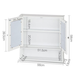 Artiss Bathroom Tallboy Storage Cabinet with Mirror - White