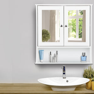 Artiss Bathroom Tallboy Storage Cabinet with Mirror - White