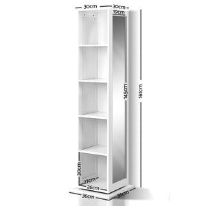 Artiss 5 Shelf Rotating Cabinet Storage Shoe Rack - White