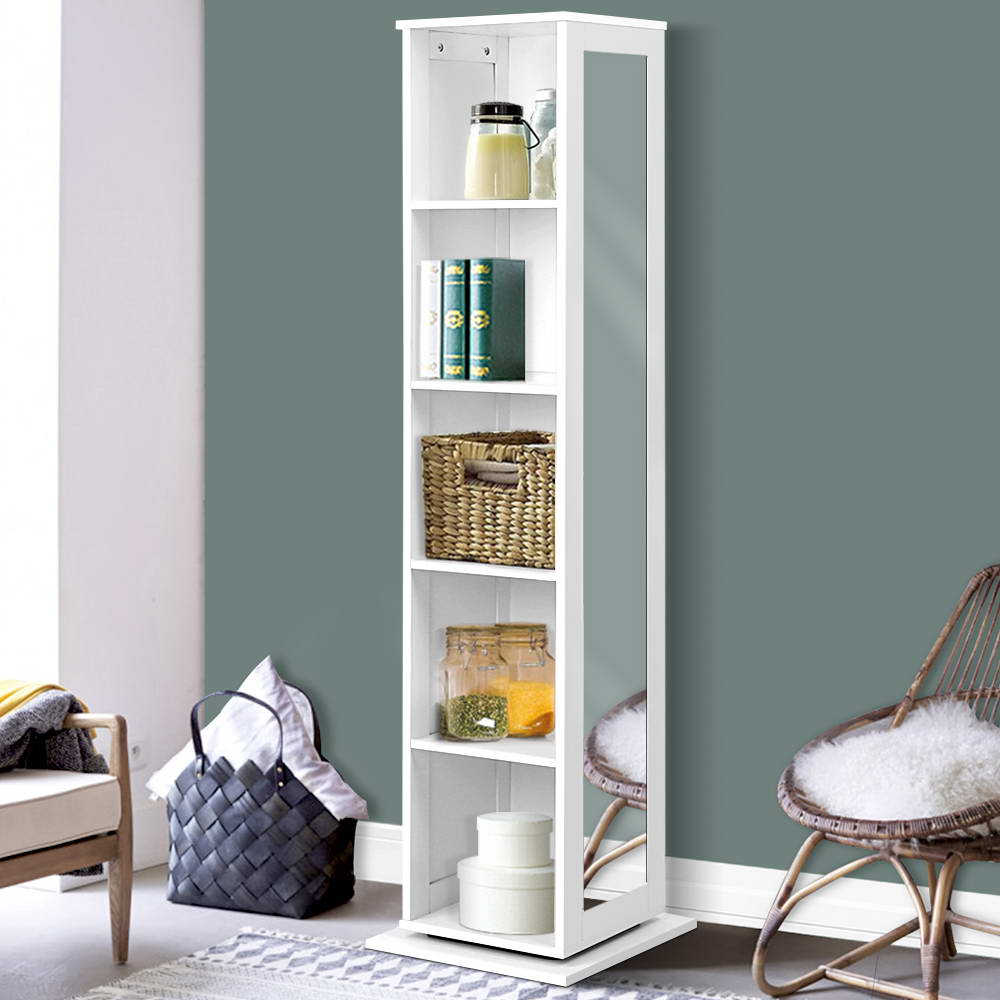 Artiss 5 Shelf Rotating Cabinet Storage Shoe Rack - White