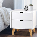 Artiss 2 Drawer Wooden Bedside Tables - White